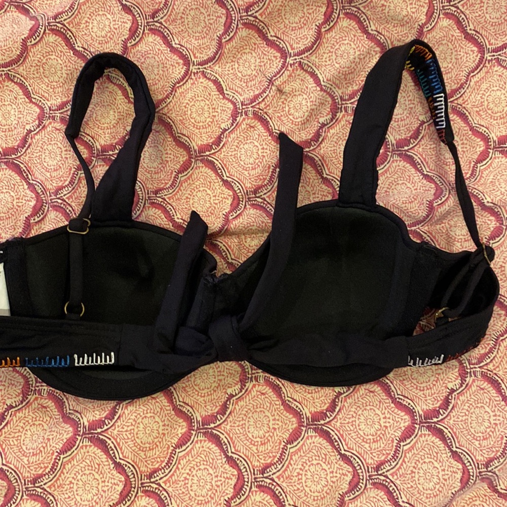Soluna S small black bikini top colorful thread trim - Picture 3 of 4